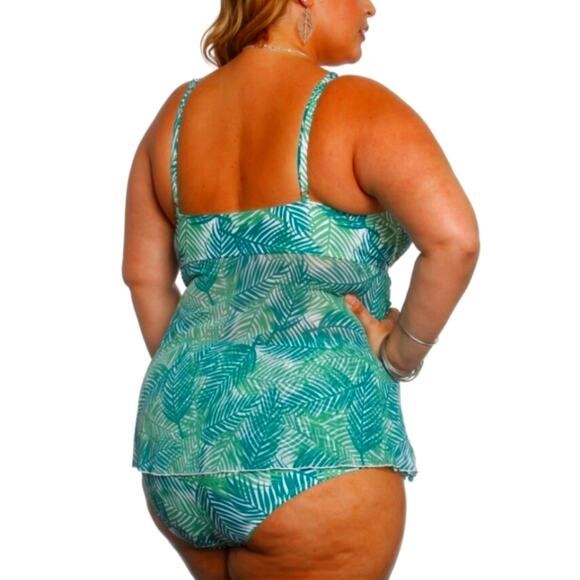 Sun & Sea Fern Leaf Sheer Mesh Jungle Style Tankini Bikini Top Size 20 - Picture 2 of 2